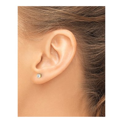Gold-Plated Sterling Silver 4.25mm Round CZ Stud Earrings – view 4