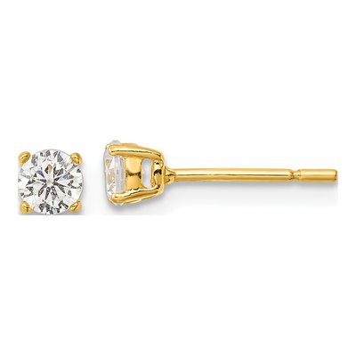 Gold-Plated Sterling Silver 4.25mm Round CZ Stud Earrings