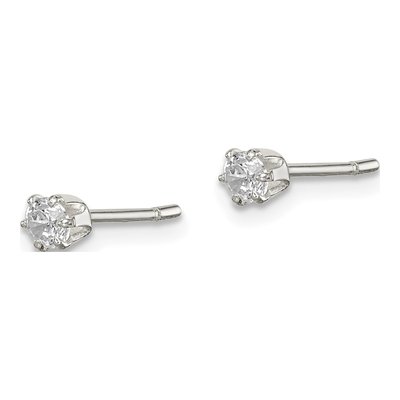 Sterling Silver 3mm Round CZ Stud Earrings – view 3