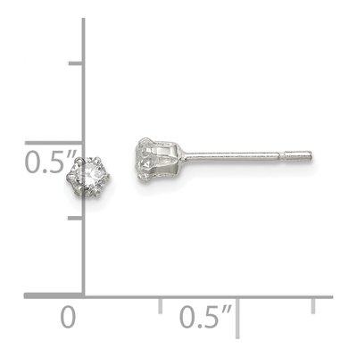 Sterling Silver 3mm Round CZ Stud Earrings – view 5