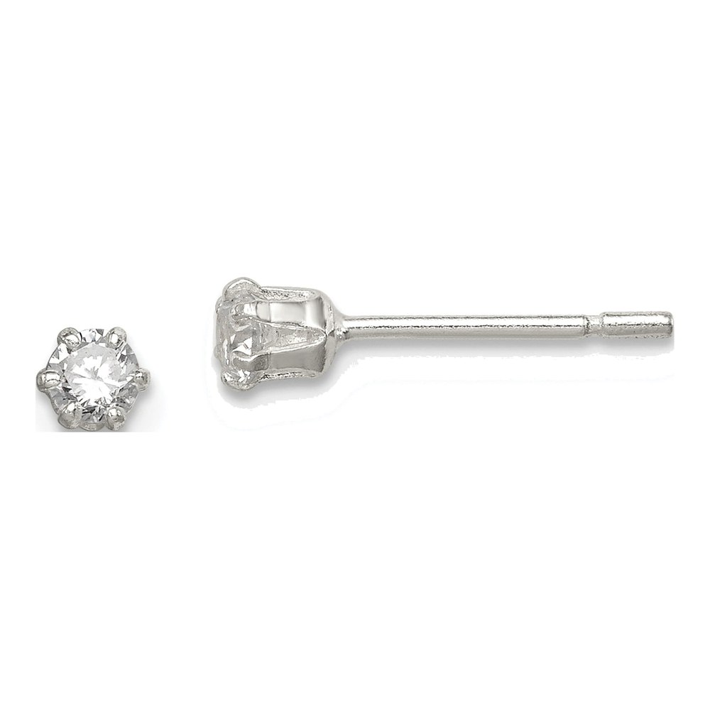 Sterling Silver 3mm Round CZ Stud Earrings