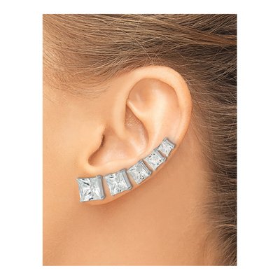 Sterling Silver Square CZ Stud Earrings, Set of 5 – view 4