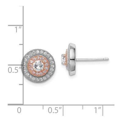 Sterling Silver 4mm Round CZ Pave Circle Stud Earrings – view 5