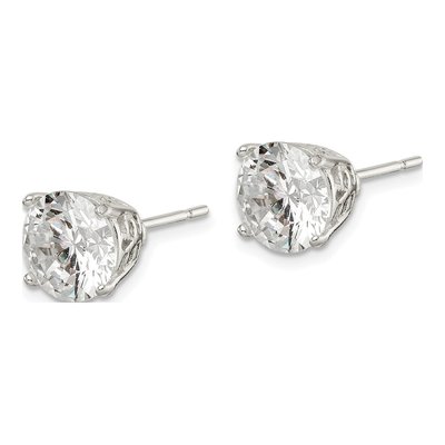 Sterling Silver 8mm CZ Round Basket Stud Earrings – view 3