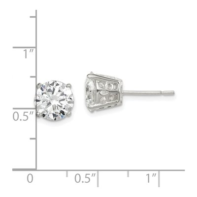 Sterling Silver 8mm CZ Round Basket Stud Earrings – view 5