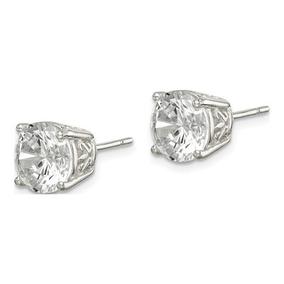 Sterling Silver 8mm Round CZ Swirl Basket Stud Earrings – view 3