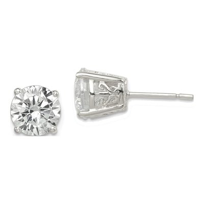 Sterling Silver 8mm Round CZ Swirl Basket Stud Earrings