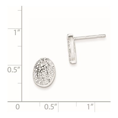 Sterling Silver CZ Oval Stud Earrings – view 2