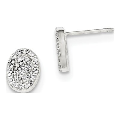 Sterling Silver CZ Oval Stud Earrings