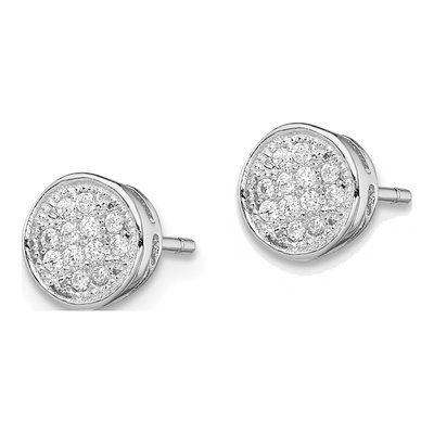 Sterling Silver Round CZ Circle Stud Earrings – view 3