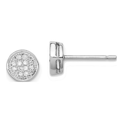 Sterling Silver Round CZ Circle Stud Earrings