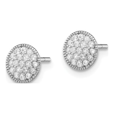 Sterling Silver Round CZ Circle Stud Earrings – view 3