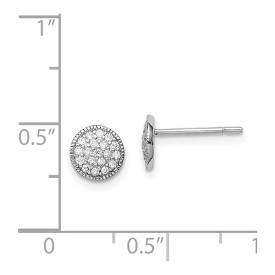 Sterling Silver Round CZ Circle Stud Earrings – view 5