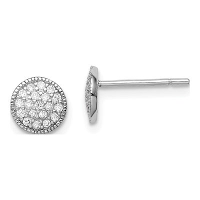 Sterling Silver Round CZ Circle Stud Earrings