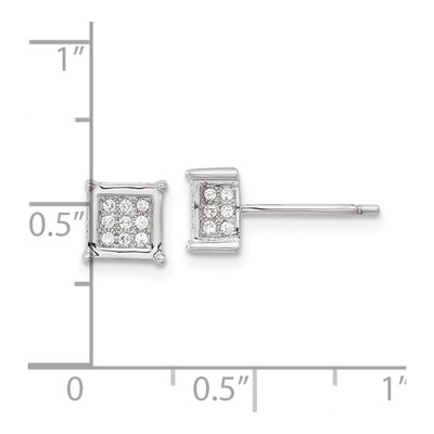 Sterling Silver Round CZ Square Stud Earrings – view 5