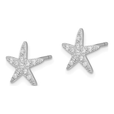 Sterling Silver CZ Starfish Stud Earrings – view 3