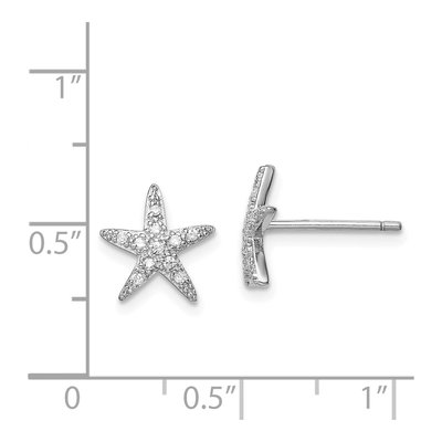 Sterling Silver CZ Starfish Stud Earrings – view 5