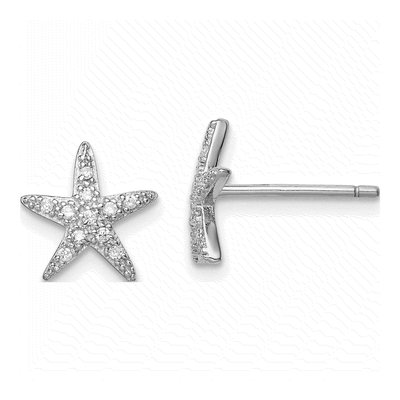 Sterling Silver CZ Starfish Stud Earrings