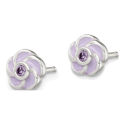 Sterling Silver CZ Flower Stud Earrings – view 3