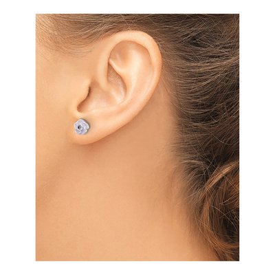 Sterling Silver CZ Flower Stud Earrings – view 4