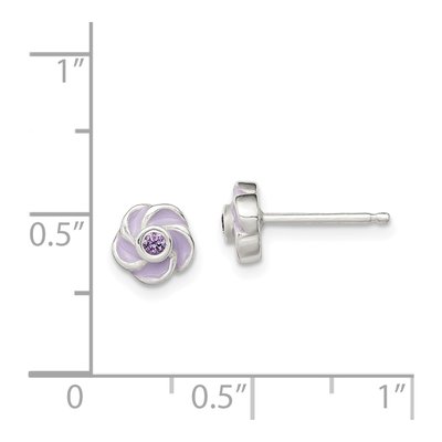 Sterling Silver CZ Flower Stud Earrings – view 5
