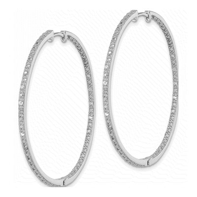 Sterling Silver 0.24 ct tw 52mm Diamond Inside-Out Hoop Earrings – view 3