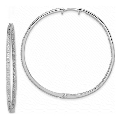 Sterling Silver 0.24 ct tw 52mm Diamond Inside-Out Hoop Earrings