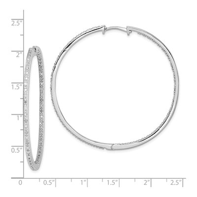 Sterling Silver 1/8 ct tw 51mm Diamond Inside-Out Hoop Earrings – view 5