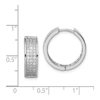 Sterling Silver 17mm CZ 3-Row Huggie Hoop Earrings – view 5
