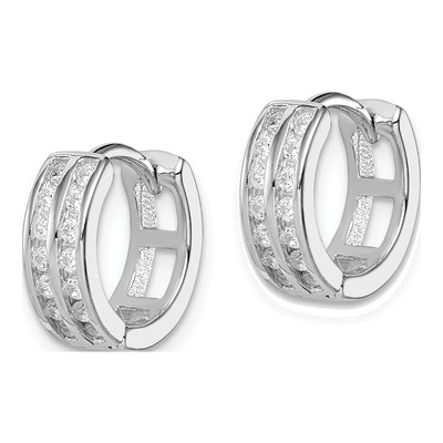 Sterling Silver 13mm CZ Huggie Hoop Earrings – view 3