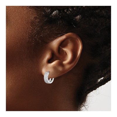 Sterling Silver 13mm CZ Huggie Hoop Earrings – view 4