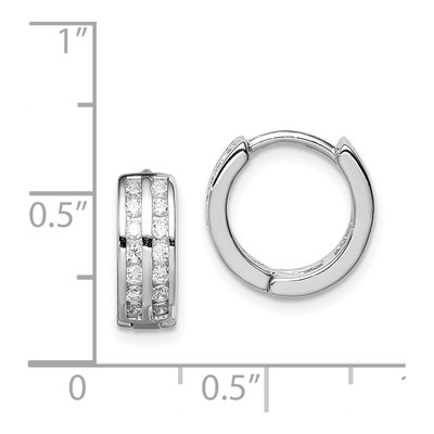 Sterling Silver 13mm CZ Huggie Hoop Earrings – view 5