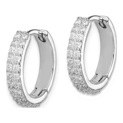 Sterling Silver 16mm CZ Huggie Hoop Earrings – view 3