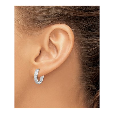 Sterling Silver 16mm CZ Huggie Hoop Earrings – view 4