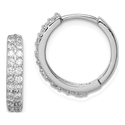 Sterling Silver 16mm CZ Huggie Hoop Earrings