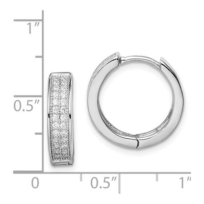 Sterling Silver 17mm CZ Pave Huggie Hoop Earrings – view 5