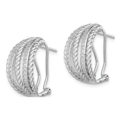 Sterling Silver 20mm CZ Rope Hoop Earrings – view 3