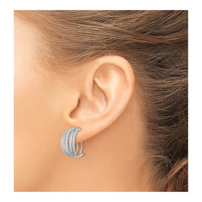 Sterling Silver 20mm CZ Rope Hoop Earrings – view 4