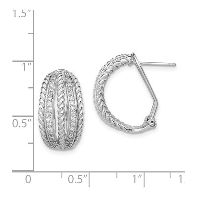 Sterling Silver 20mm CZ Rope Hoop Earrings – view 5