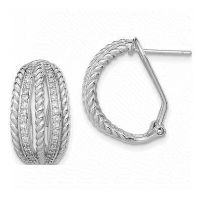 Sterling Silver 20mm CZ Rope Hoop Earrings