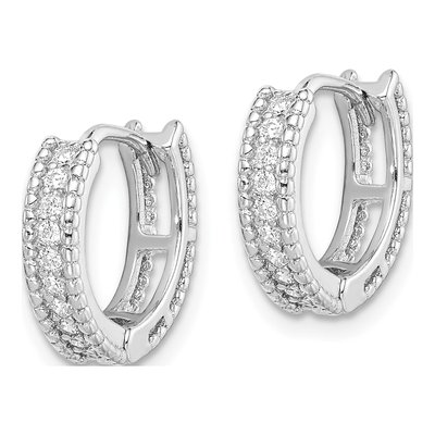 Sterling Silver 15mm CZ Huggie Hoop Earrings – view 3