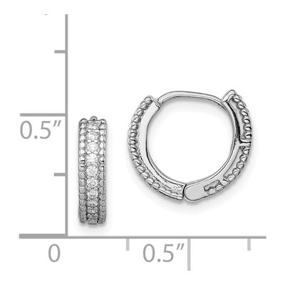 Sterling Silver 15mm CZ Huggie Hoop Earrings – view 5