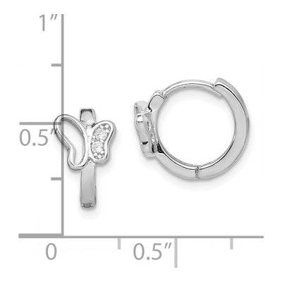 Sterling Silver 12mm CZ Butterfly Huggie Hoop Earrings – view 5