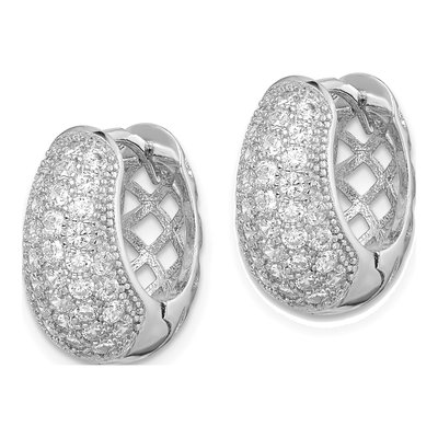Sterling Silver 16mm CZ Huggie Hoop Earrings – view 3