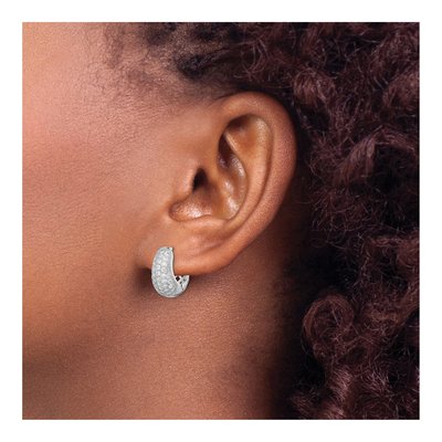 Sterling Silver 16mm CZ Huggie Hoop Earrings – view 4