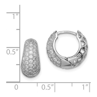 Sterling Silver 16mm CZ Huggie Hoop Earrings – view 5