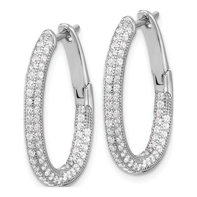 Sterling Silver 24mm CZ Inside-Out Hoop Earrings – view 3