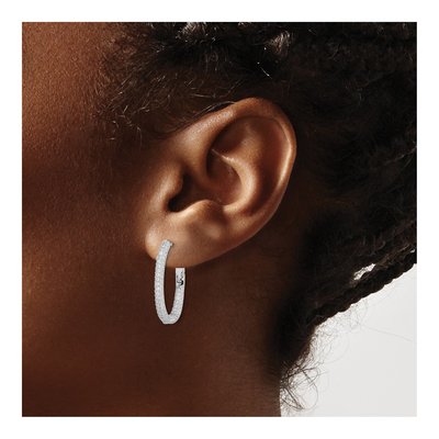 Sterling Silver 24mm CZ Inside-Out Hoop Earrings – view 4