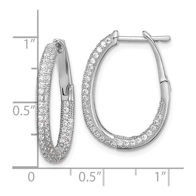 Sterling Silver 24mm CZ Inside-Out Hoop Earrings – view 5