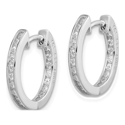 Sterling Silver 17mm CZ Inside-Out Hoop Earrings – view 3